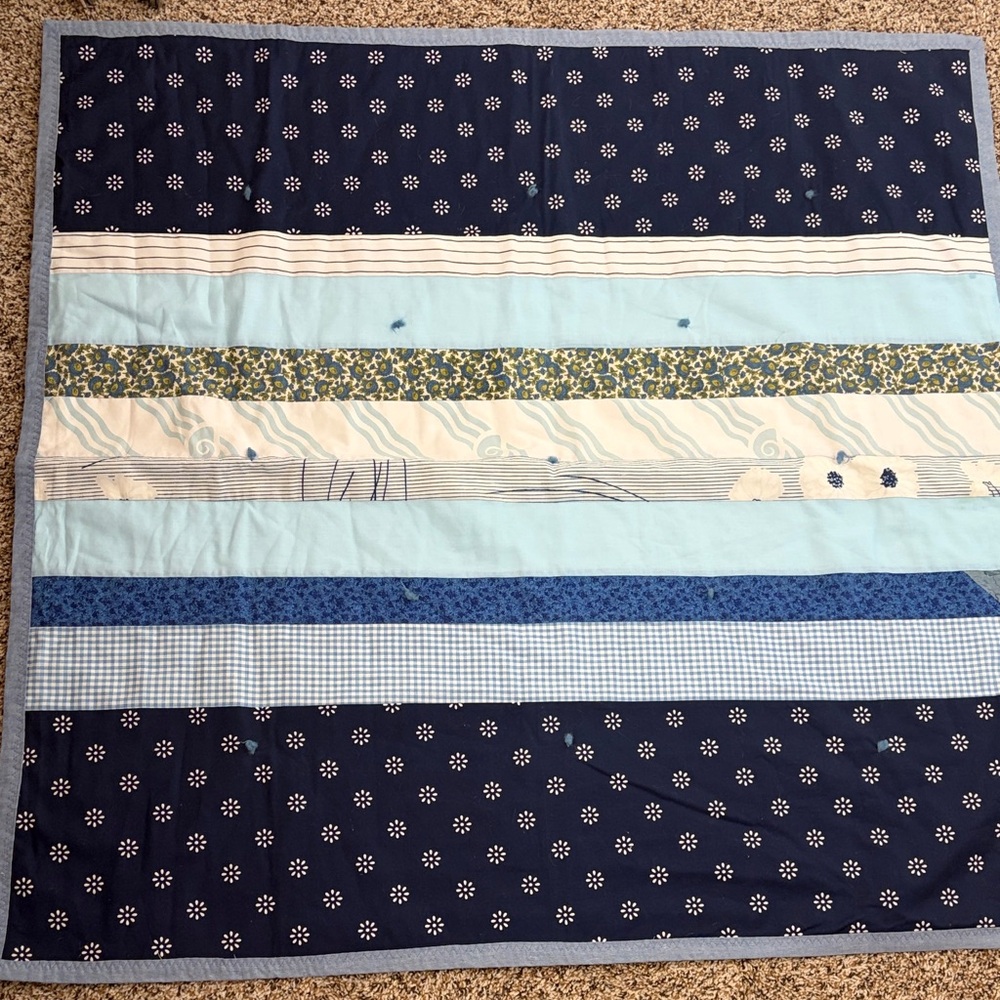 Navy and Light Blue Patchwork Quilt